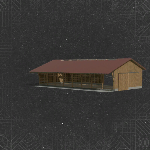 Wooden Sheepbarn With Pasture