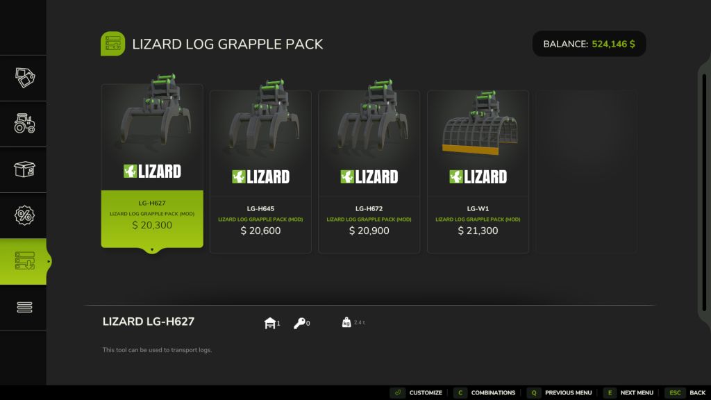Lizard Log Grapple Pack