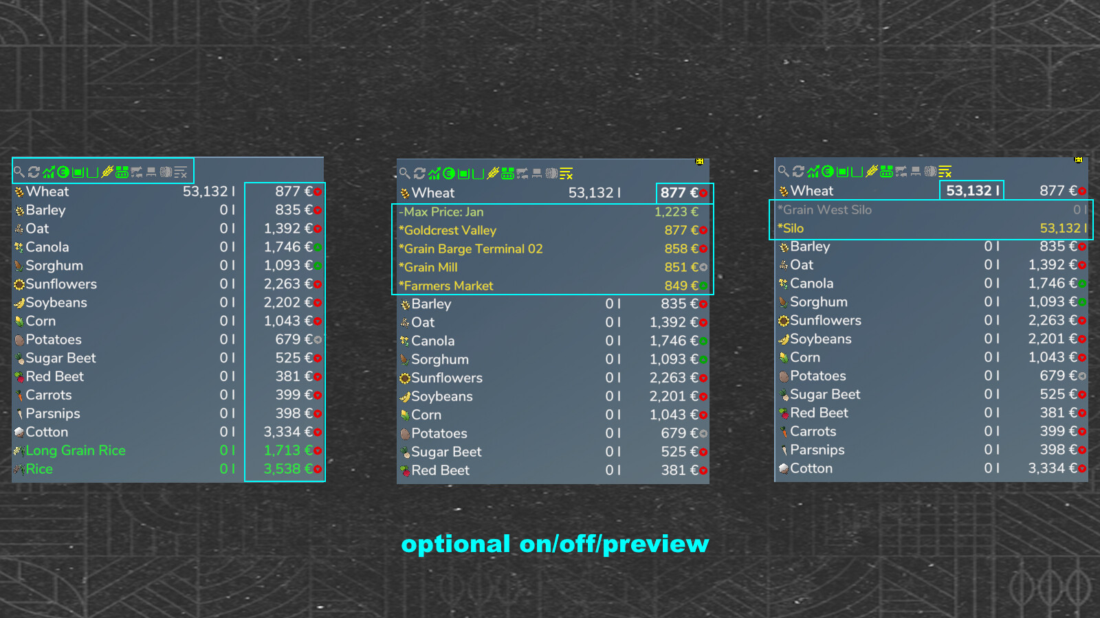 FillTypeAmountPrice Display