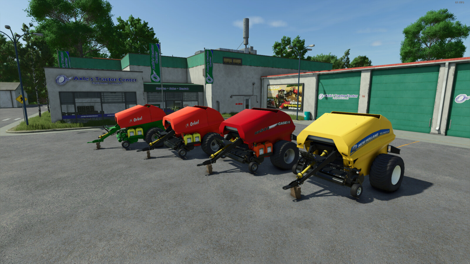 Orkel GP1260, New Holland Roll Baler 125 And Case IH RB 544