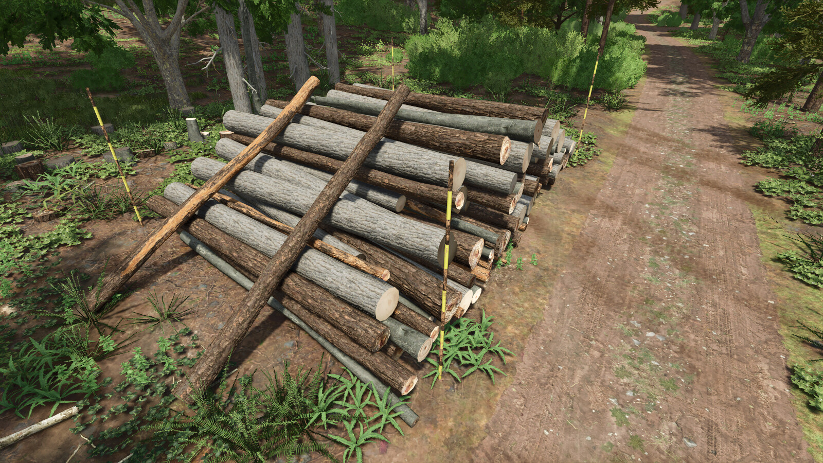 Log Piling Area With Invisible Wall