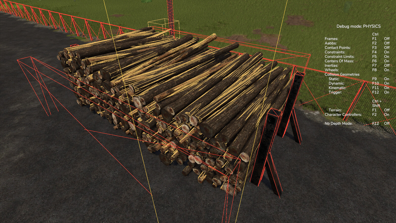 Log Piling Area With Invisible Wall