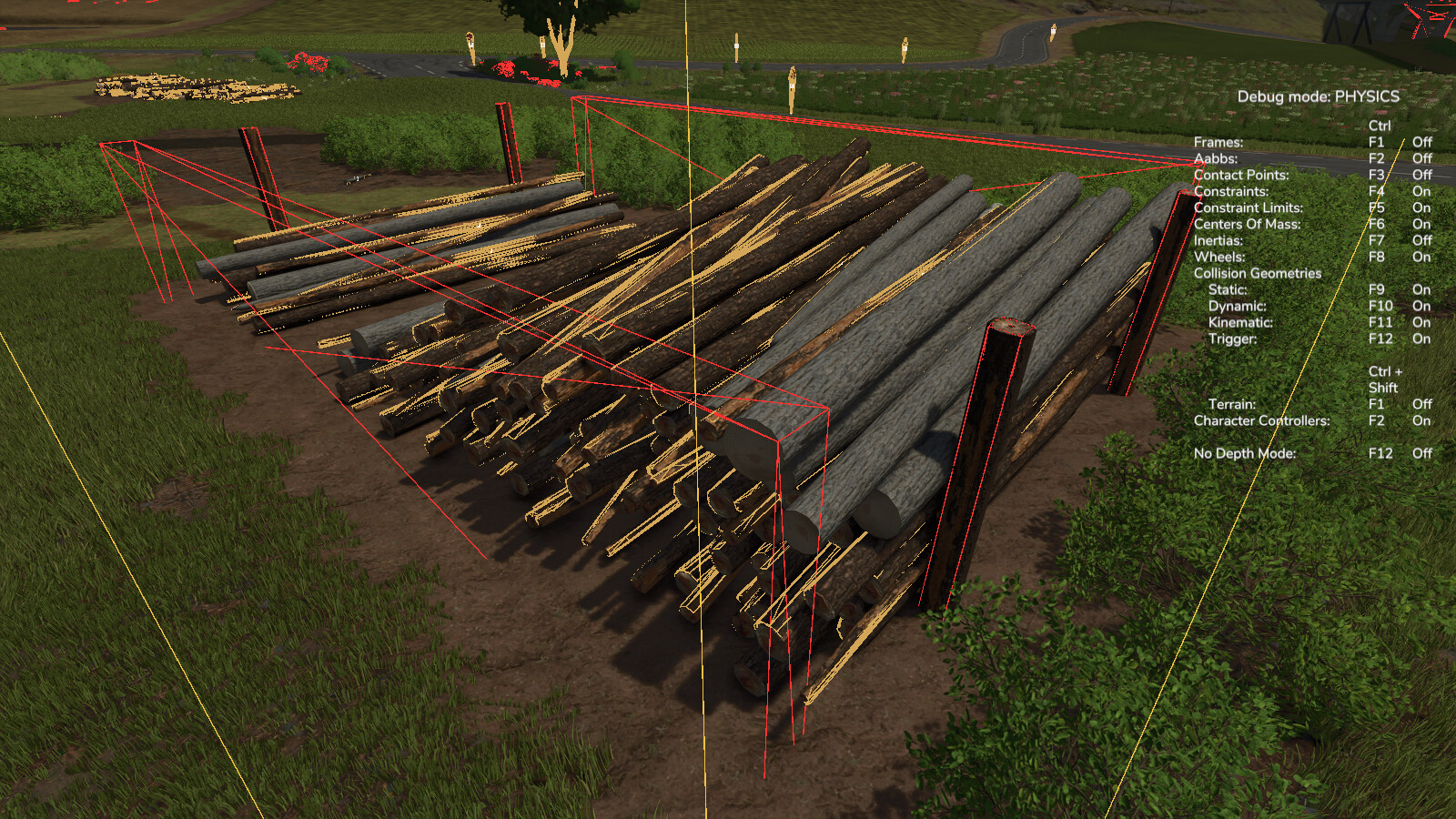Log Piling Area With Invisible Wall