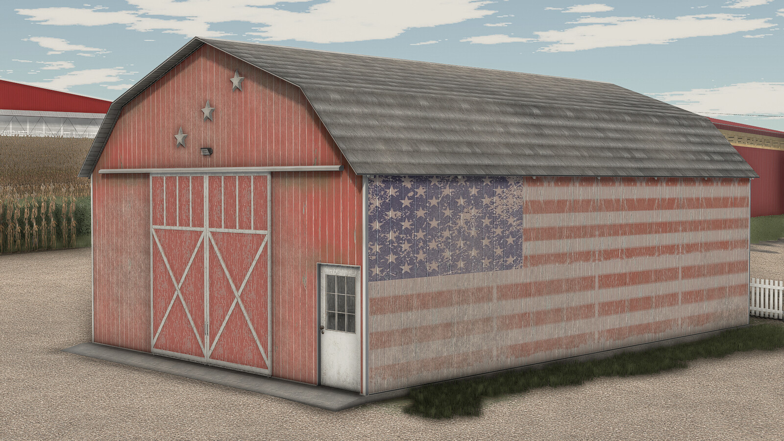 Old Barn With Flag
