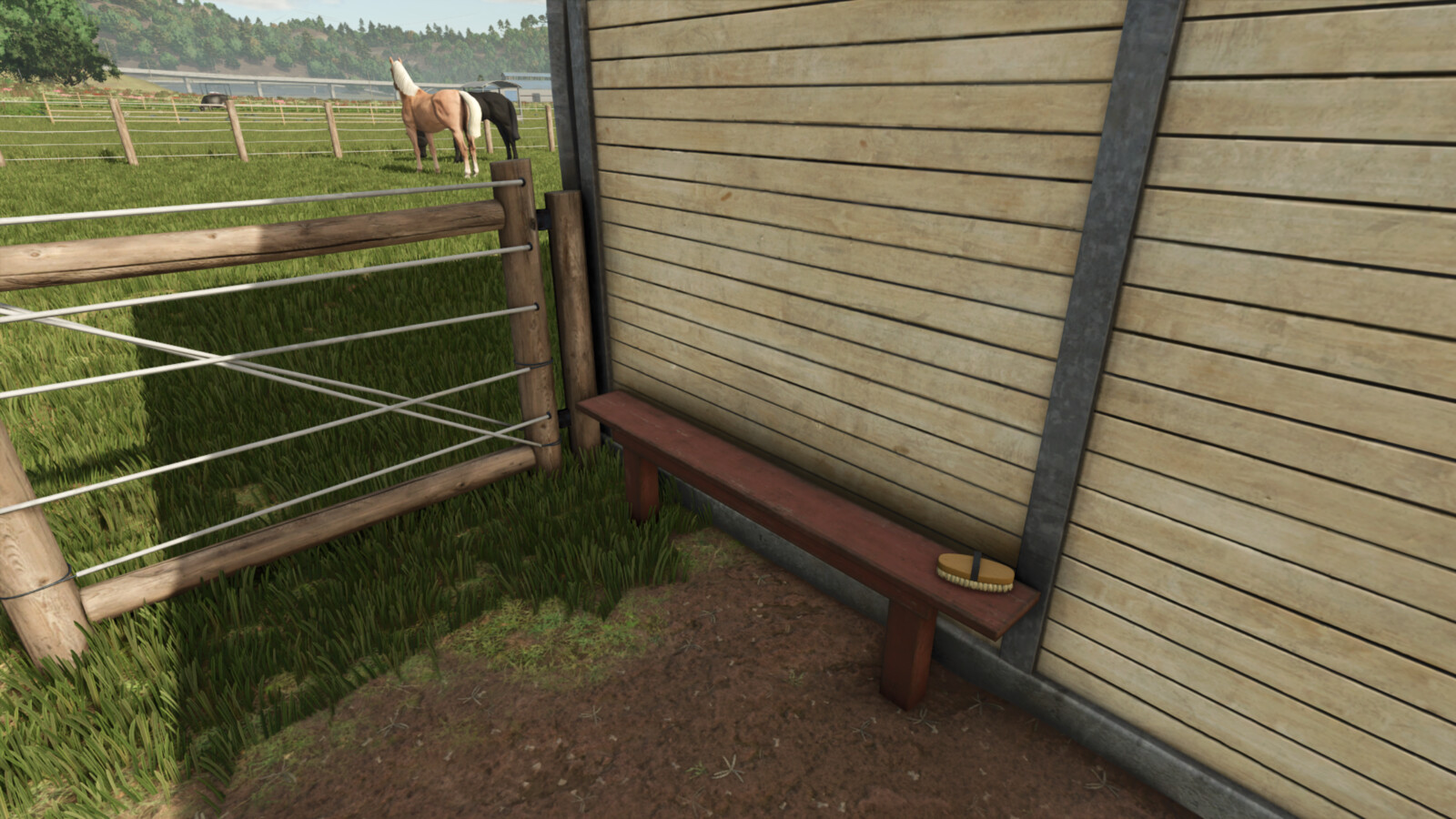 Bench With Horse Brush Holder