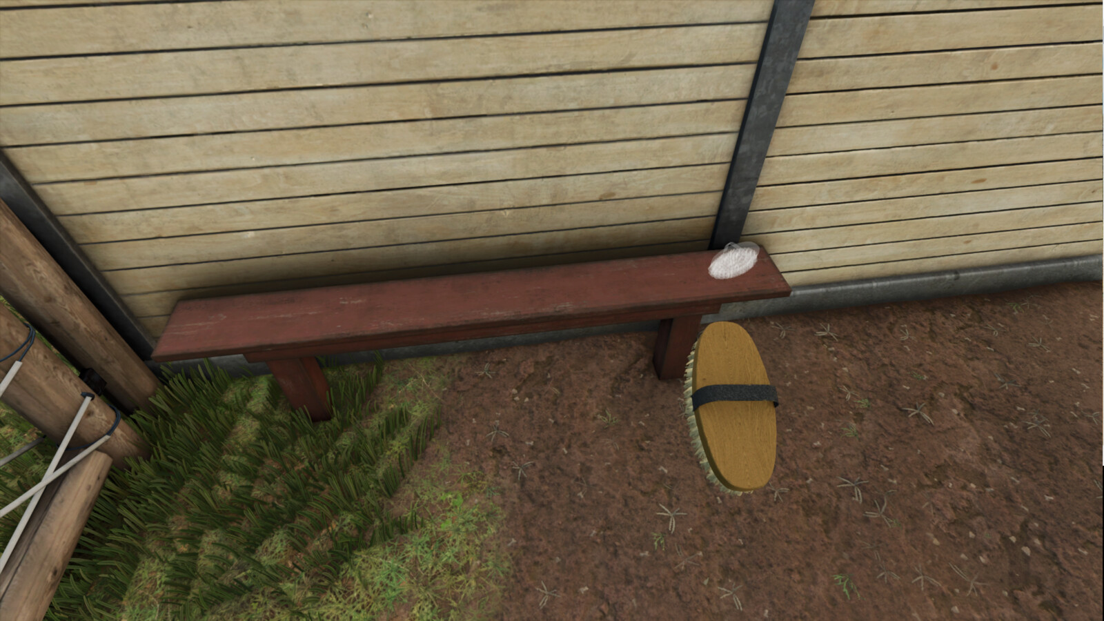 Bench With Horse Brush Holder