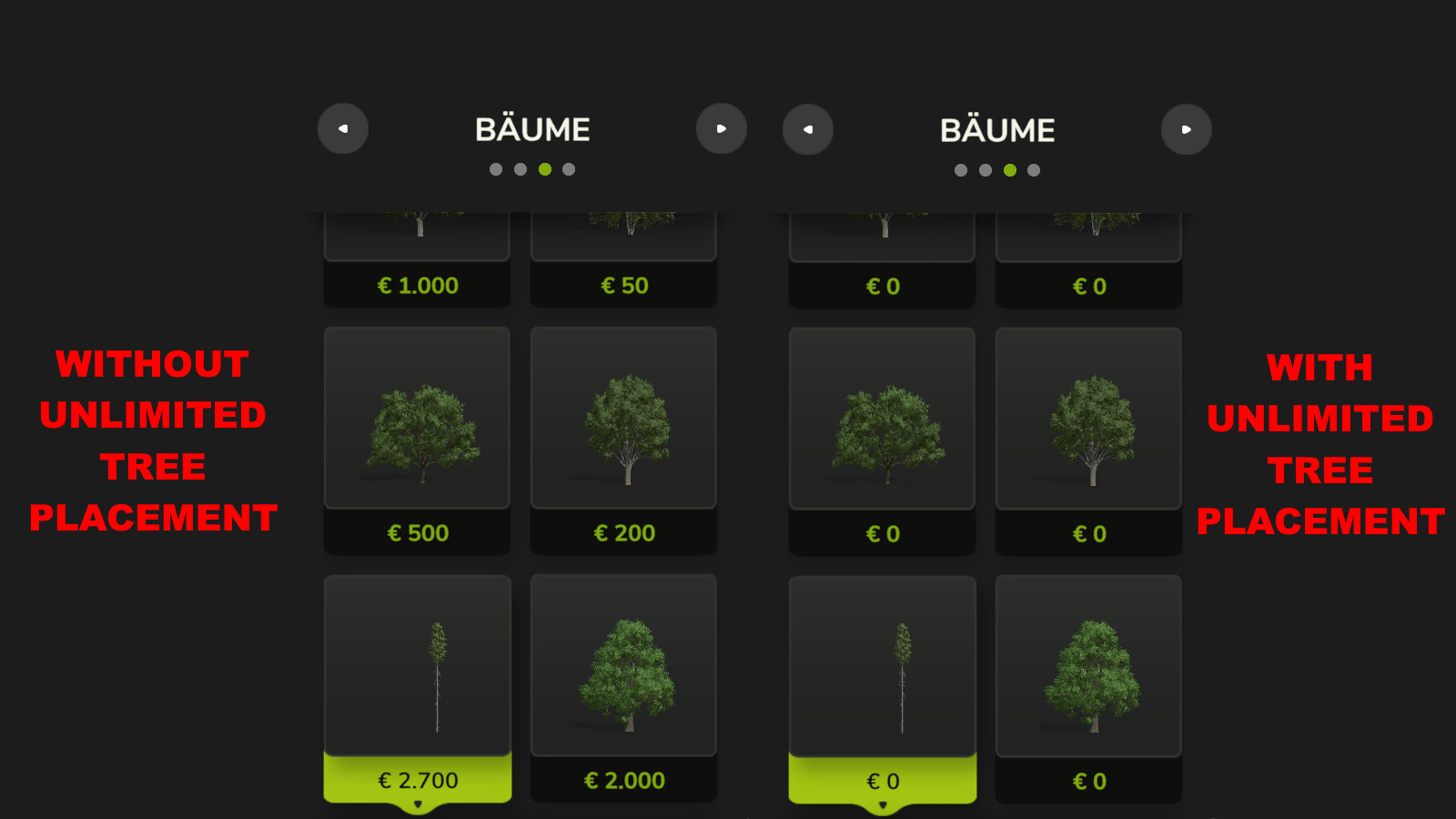 Unlimited Tree Placement