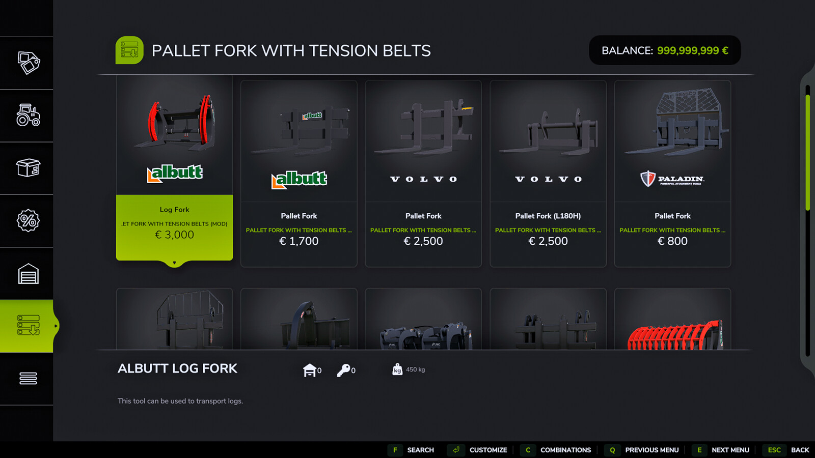 Pallet Fork With Tension Belts