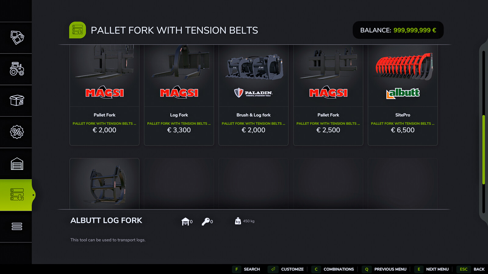 Pallet Fork With Tension Belts
