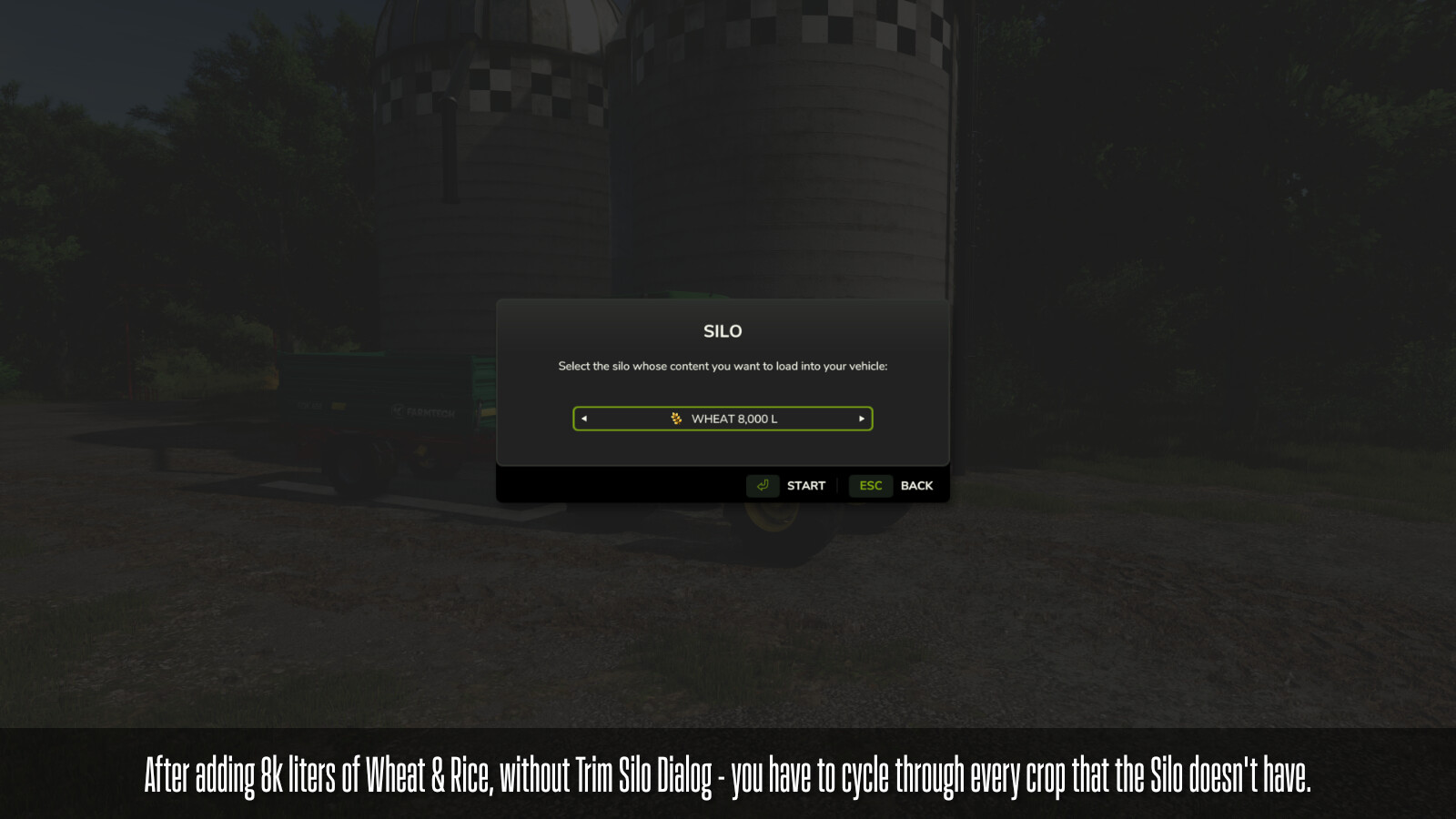 Trim Silo Dialog