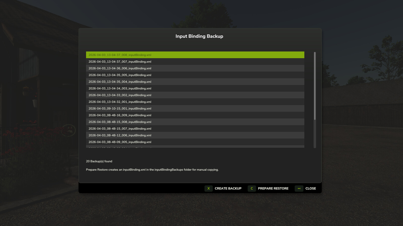 Input Binding Backup