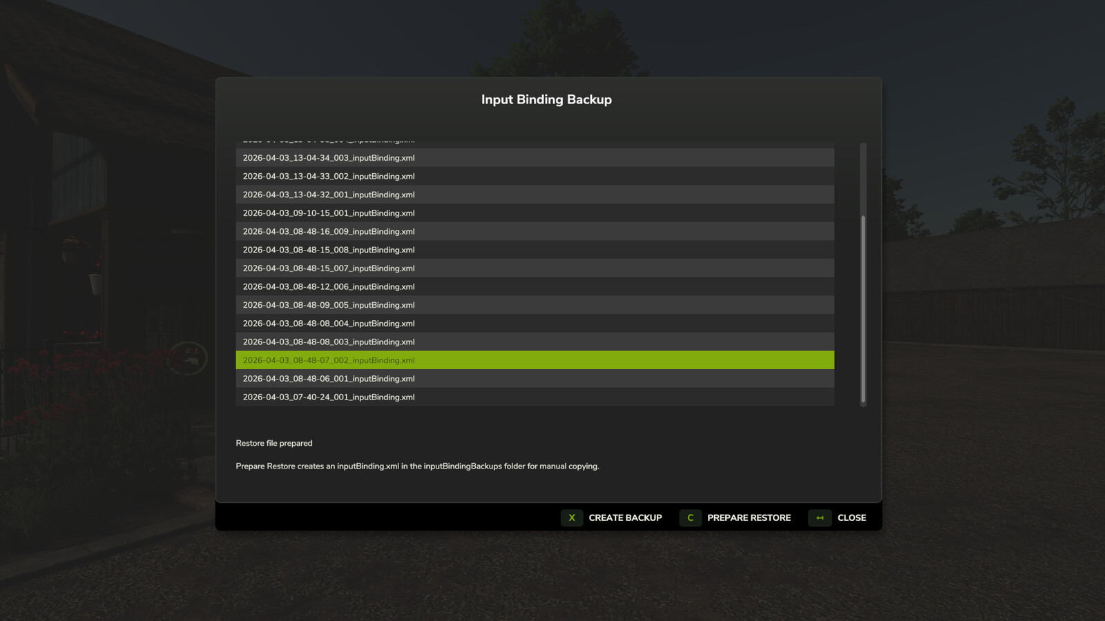 Input Binding Backup