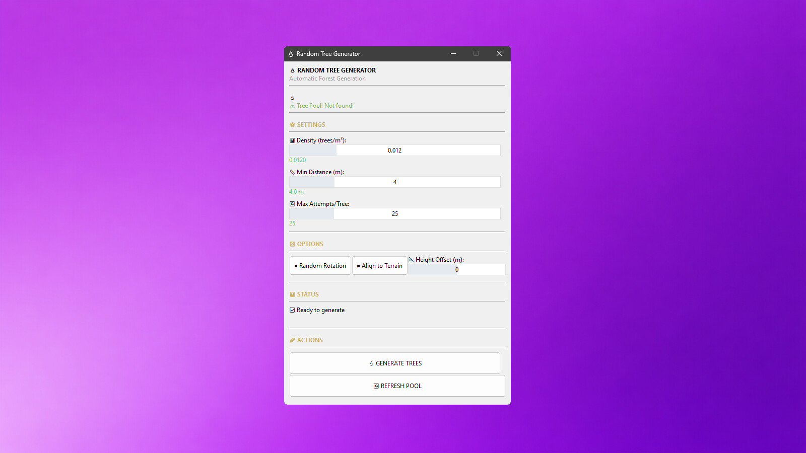 GE10 Script - TreeGenerator (Prefab*)