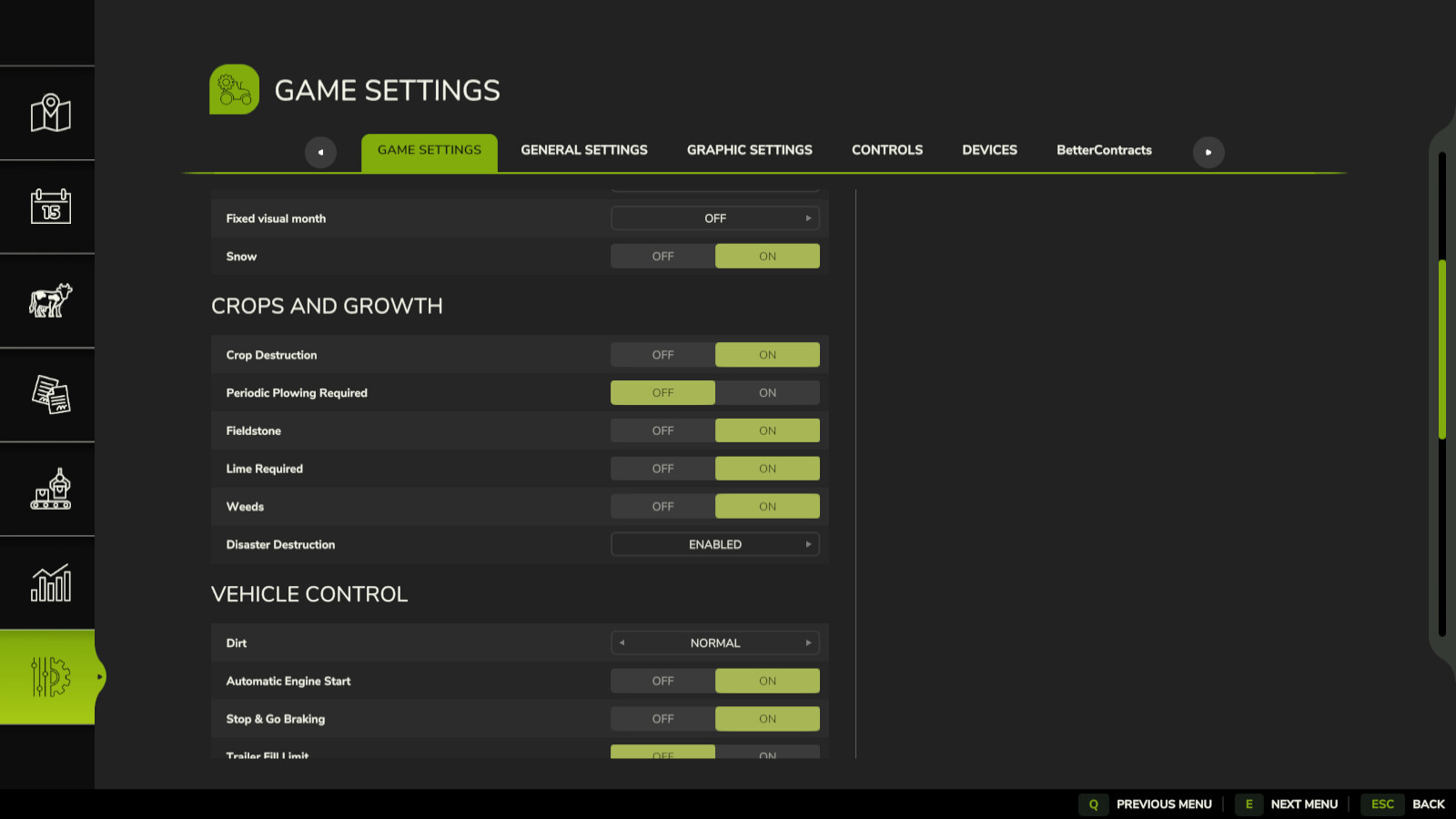 Menu Scroll Memory