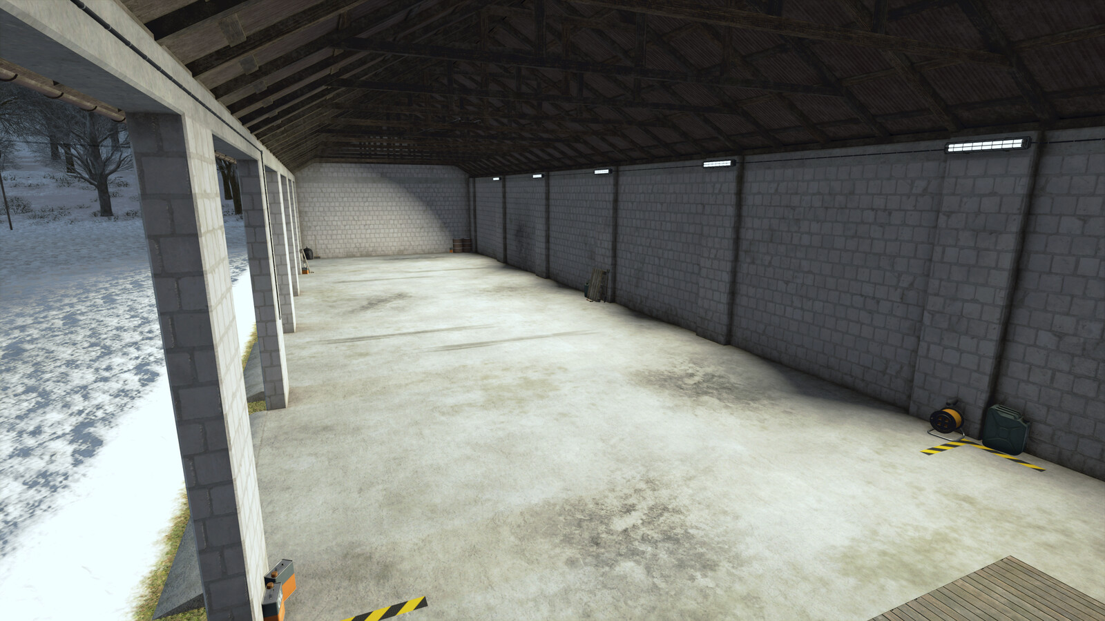 Big Open Garage With Workshop