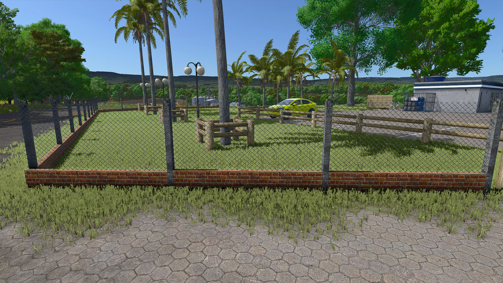 Brick Fence With Wire Mesh