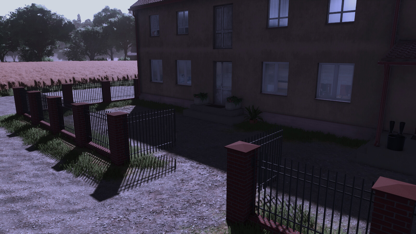 Red Brick And Metal Fence (Prefab*)