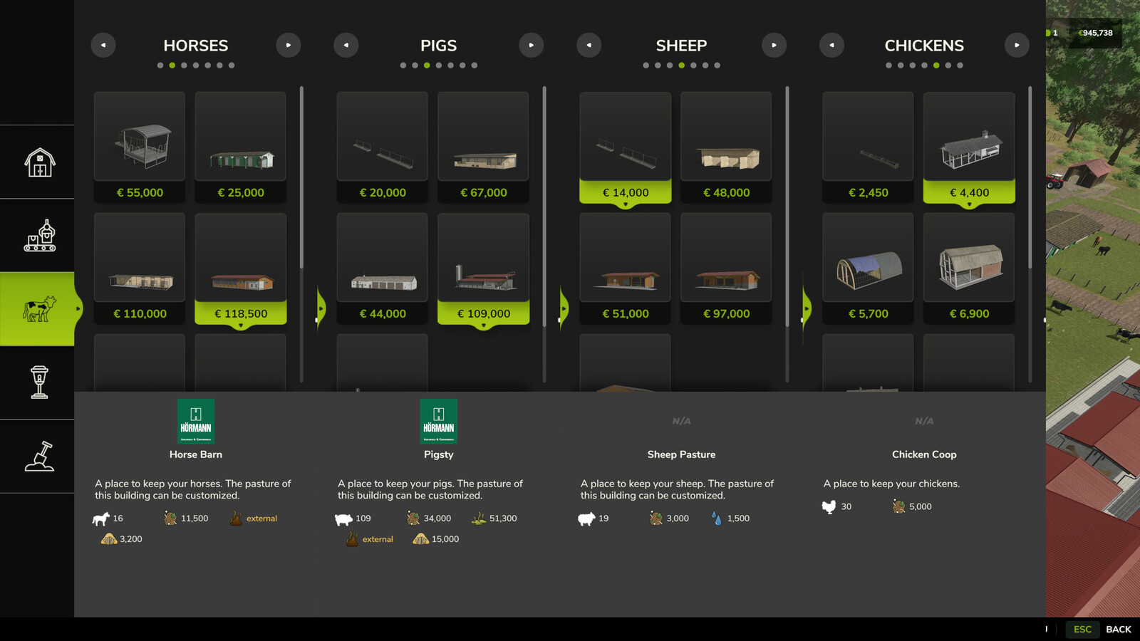 Build Menu: Husbandry Storage Info