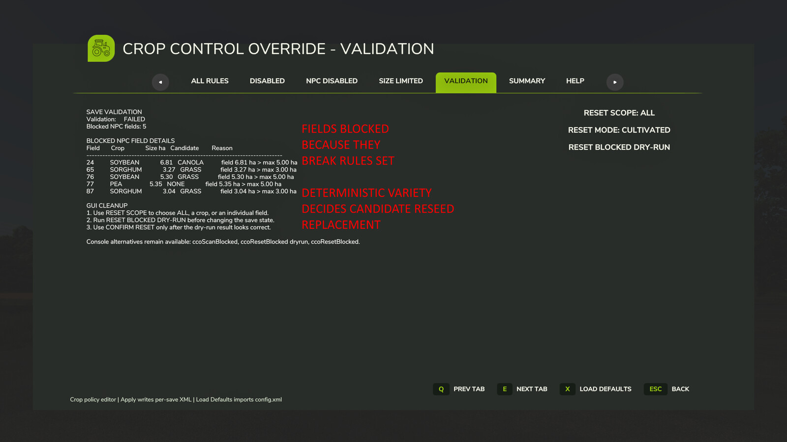 Crop Control Override