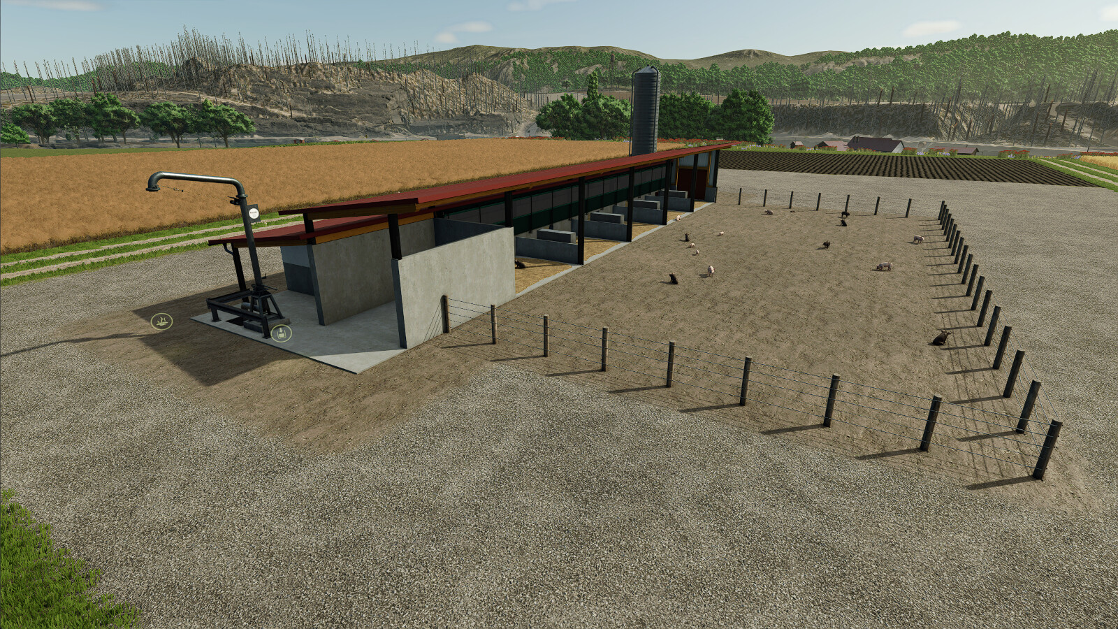 Pig Barn With Manure Heap