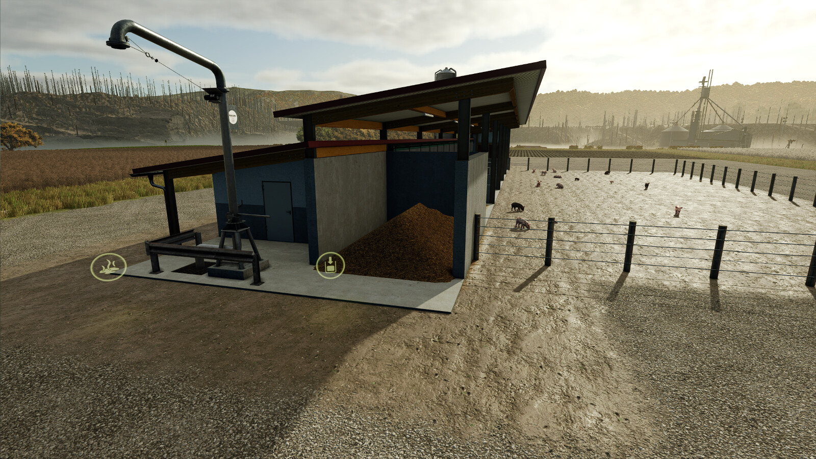 Pig Barn With Manure Heap