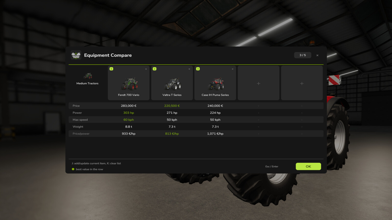 Equipment Compare