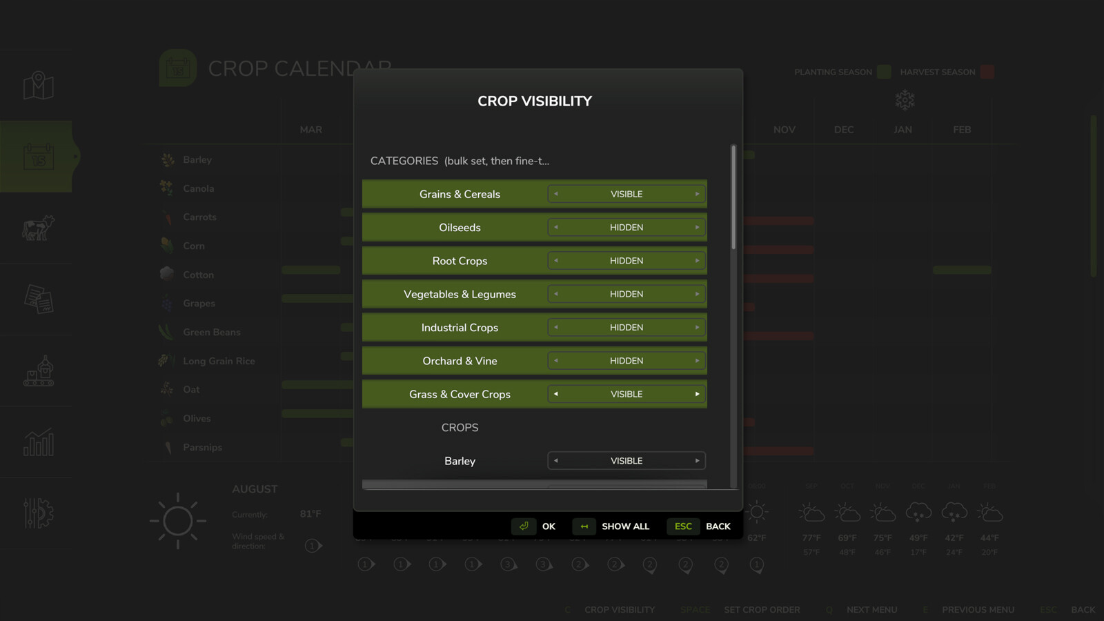 Crop Calendar Filter