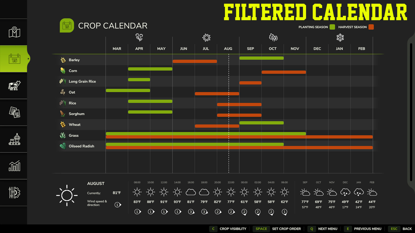 Crop Calendar Filter