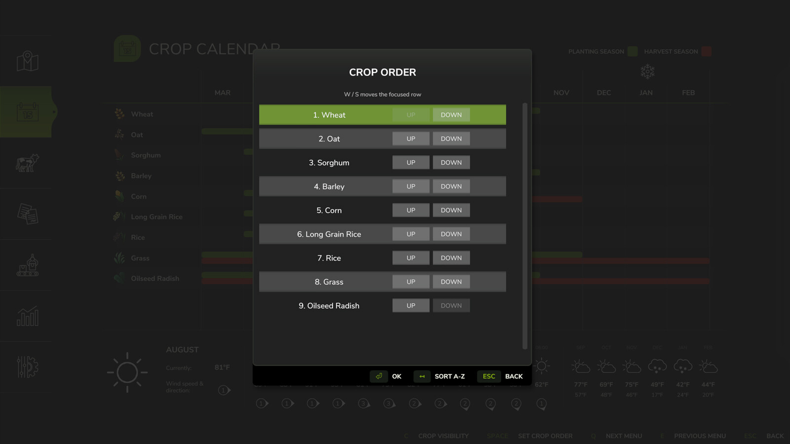 Crop Calendar Filter