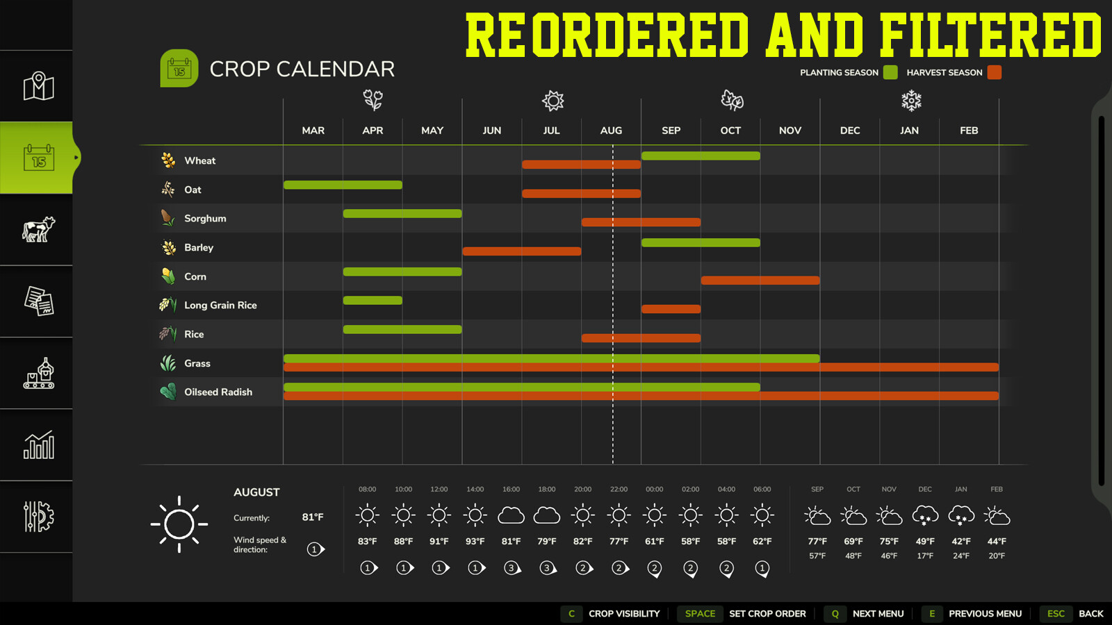Crop Calendar Filter