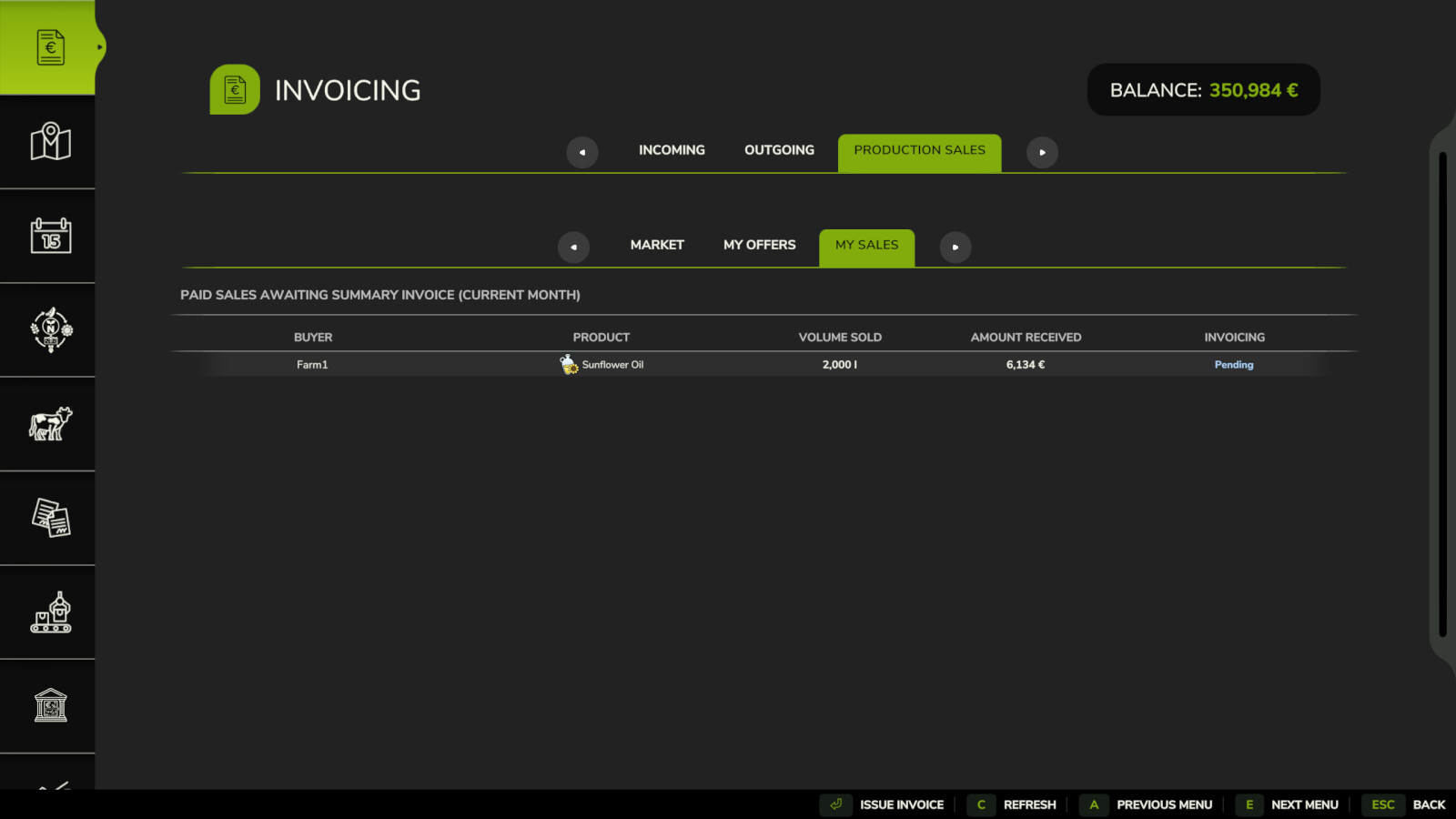 Invoices - Production Sales
